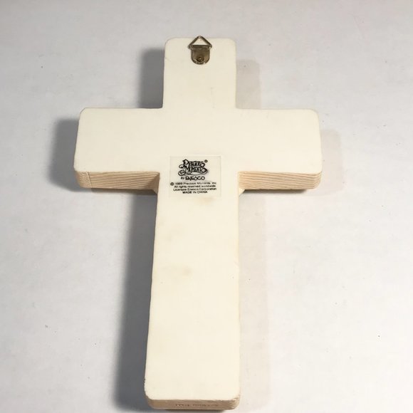 Vintage Baby Boy Cross Jesus Loves Me Precious Moments 8 x 5" Teddy Bear Blue - Picture 4 of 16